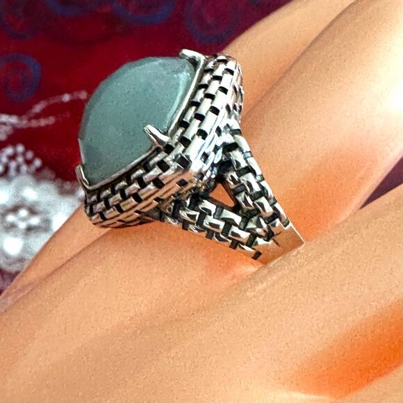 Clyde Duneier Sterling Silver Milky Aquamarine Ring - Picture 3 of 10
